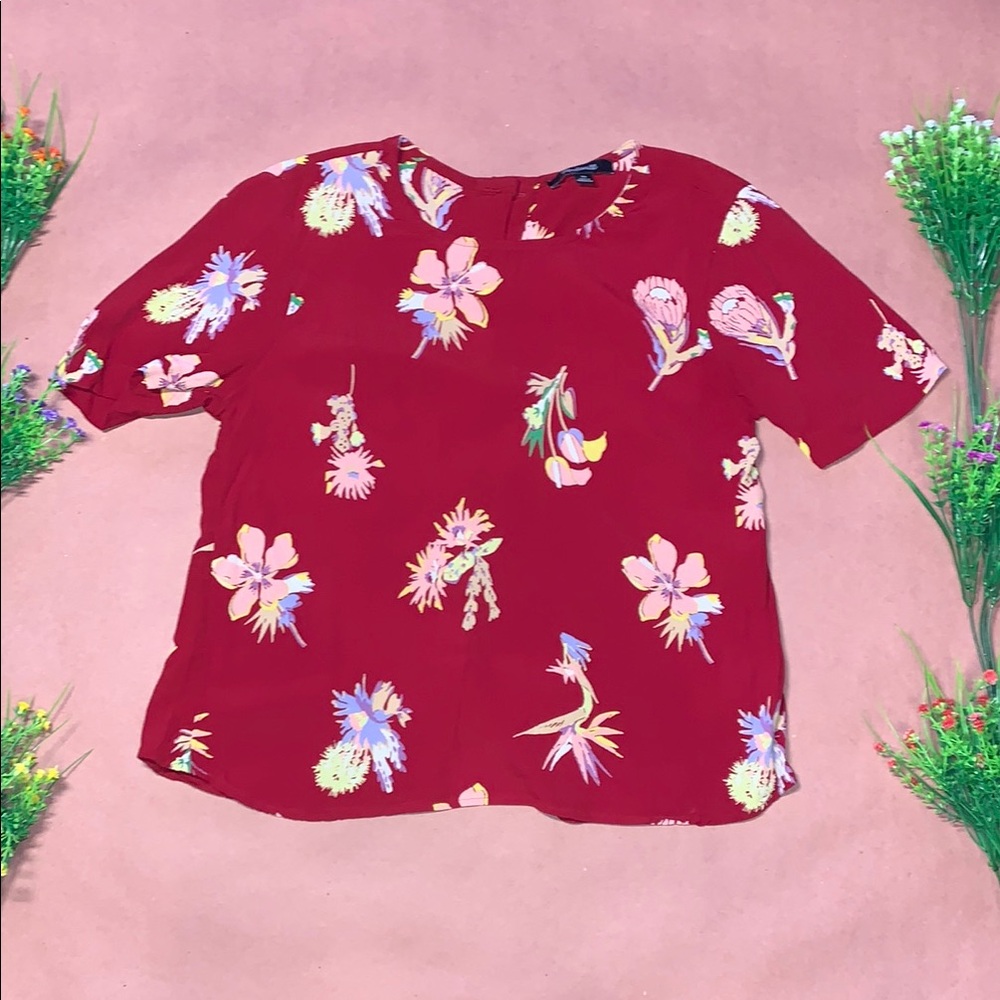Madewell Red Floral Blouse